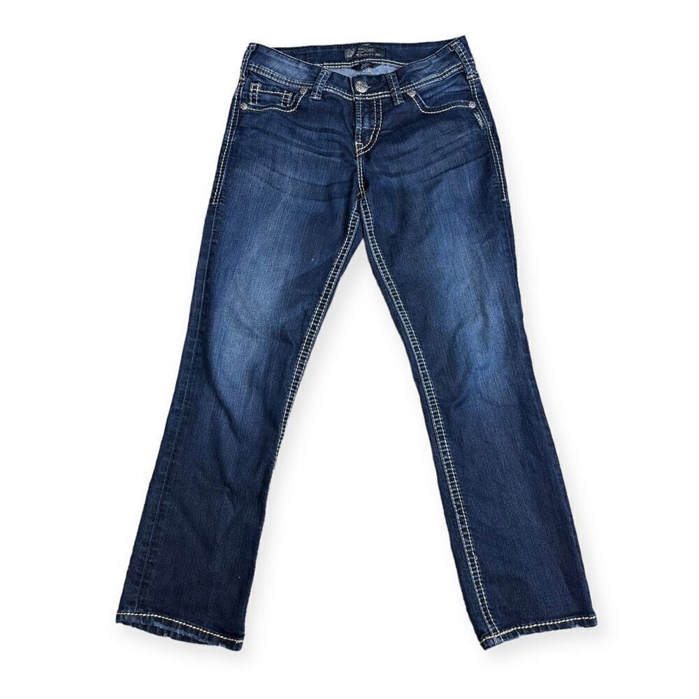 Silver Jeans Co. Women's Dark Wash Mid Rise Suki Stretch Capri Jeans Size 27